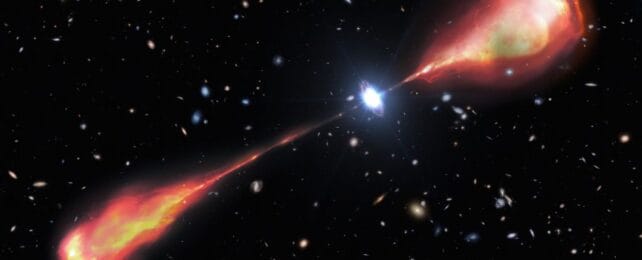 Monster-Sized Plasma Jets Spotted Shooting from a Black Hole Bigger Than the Milky Way 2 Monster-Sized Plasma Jets